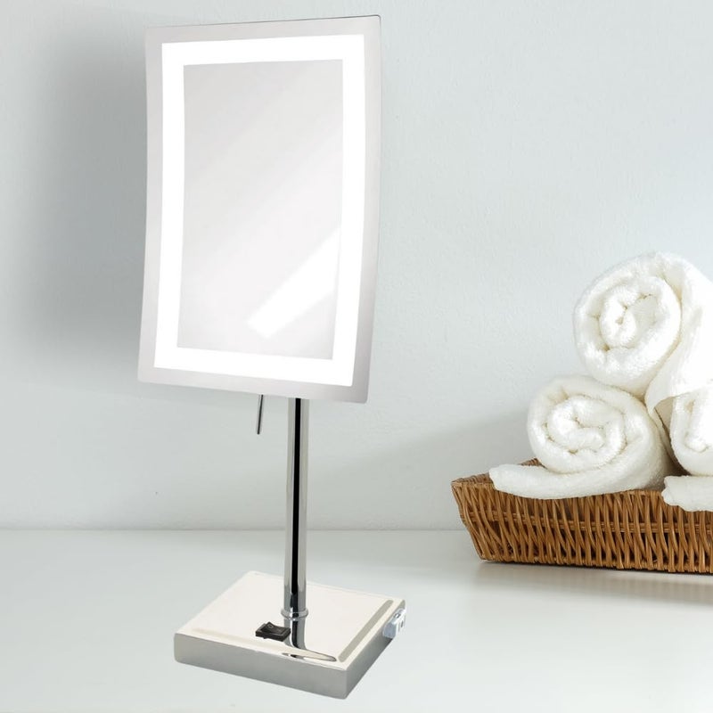 JERDON Lighted Tabletop Magnifying Mirror - LED Makeup Mirror with 5X Magnification in Chrome Finish - Model JRT910CL - Image 2